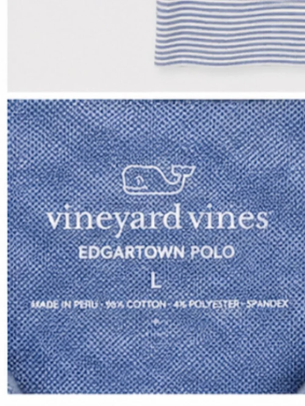 Vineyard Vines Boys Edgartown Polo Shirt Youth Large L 14 Blue White Stripe